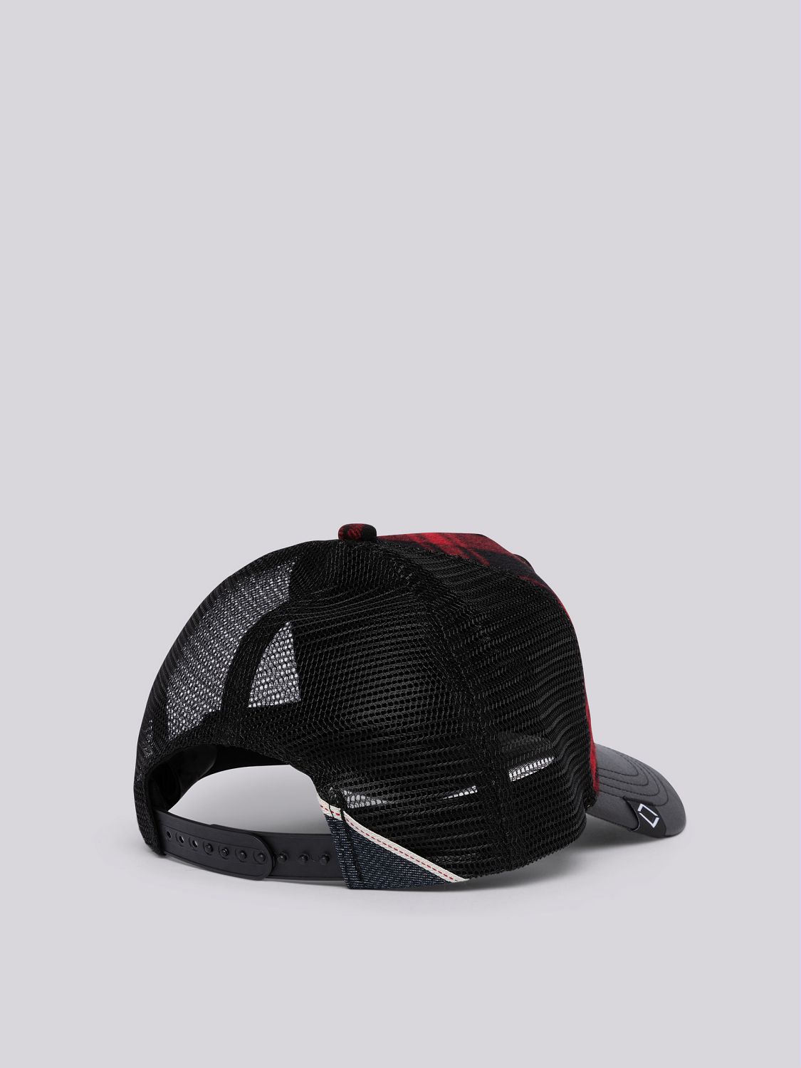 REPLAY CAP WITH BILL IN CHECKED WOOL WITH BEAR PATCH