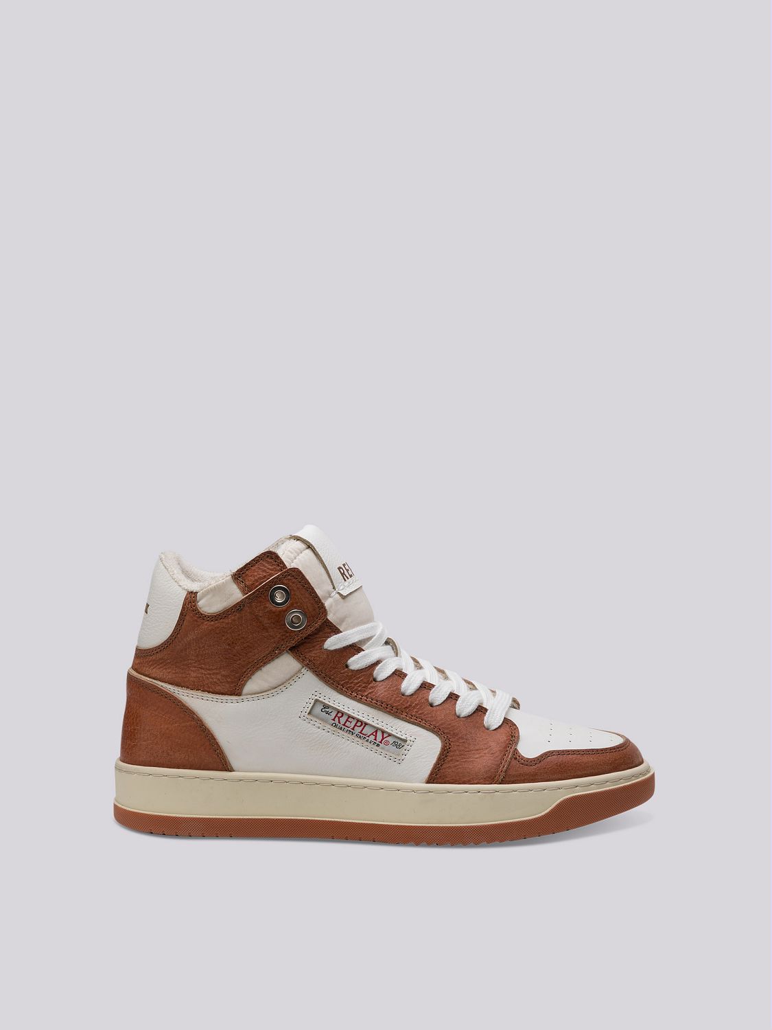 REPLAY RELOAD BICOLOUR MID-CUT SNEAKERS IN LEATHER