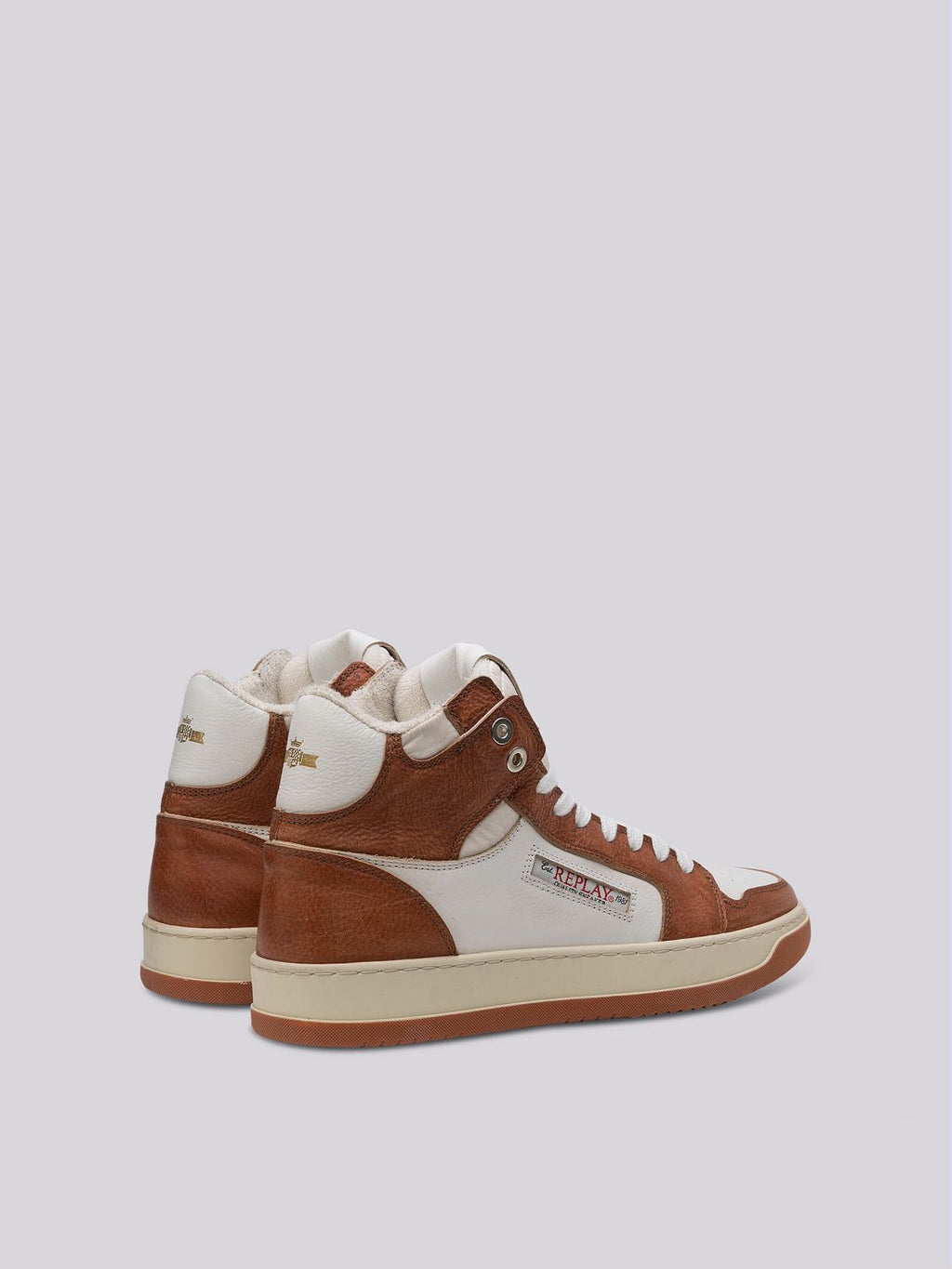 REPLAY RELOAD BICOLOUR MID-CUT SNEAKERS IN LEATHER