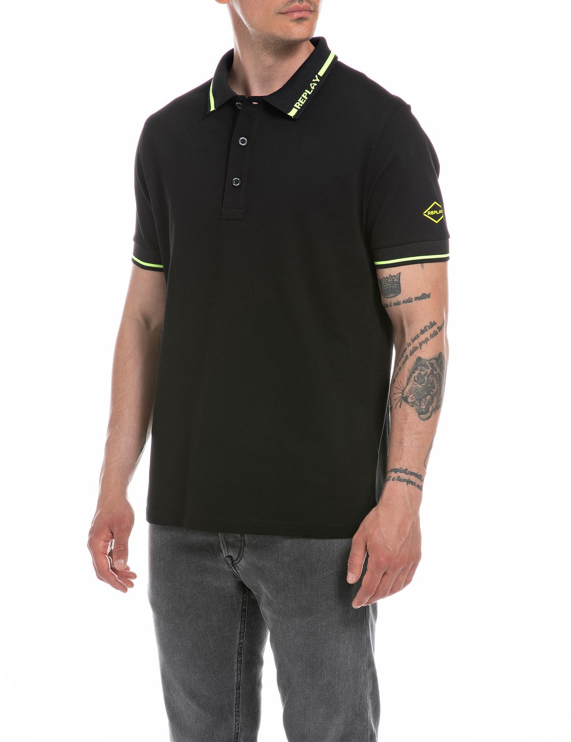 Replay men’s Pique polo shirt with contrasting coloured edges