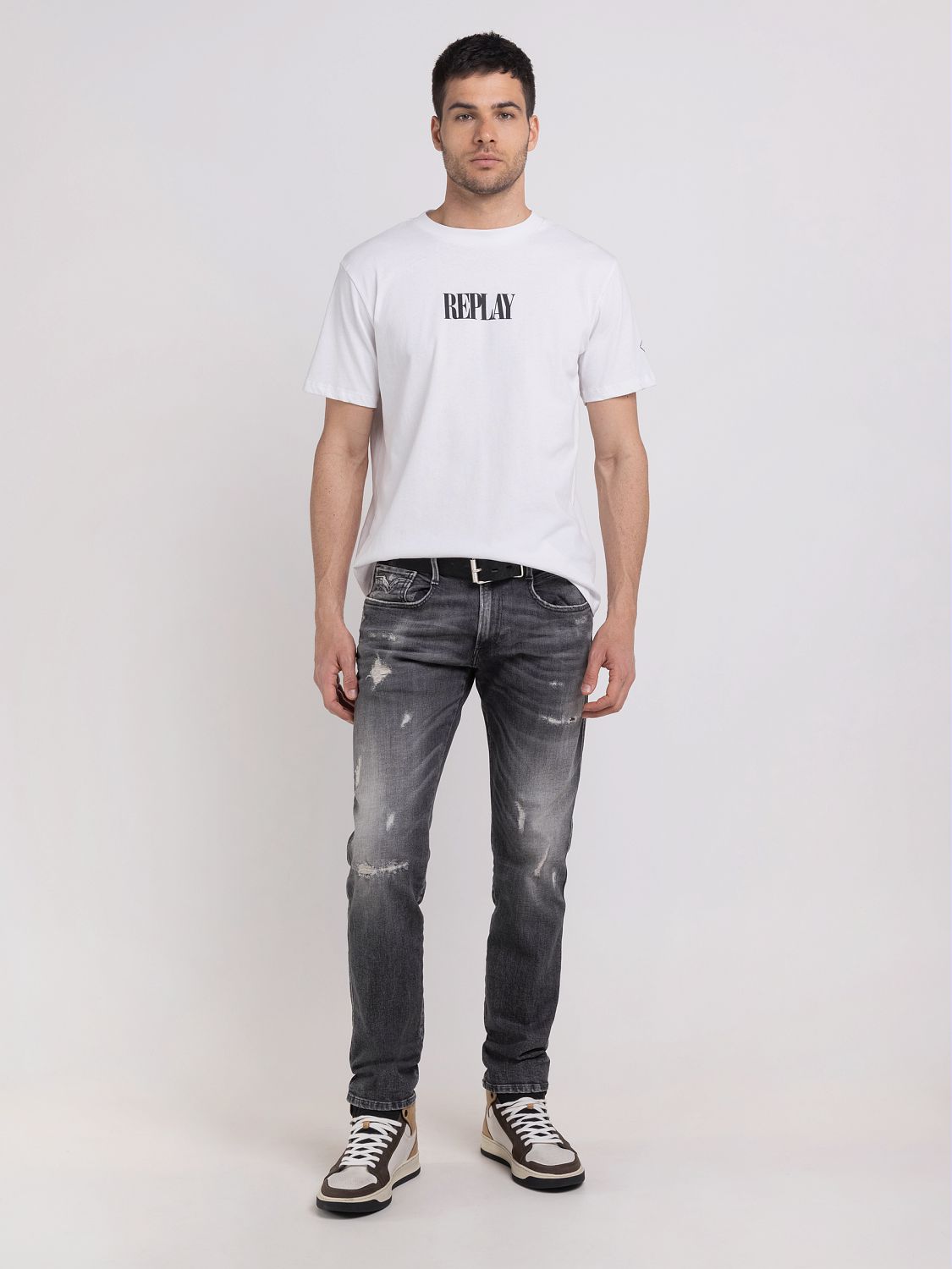 REPLAY T-SHIRT IN OPEN END JERSEY WITH PRINT