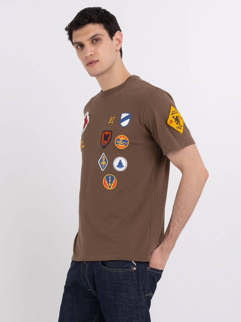 REPLAY T-SHIRT IN JERSEY WITH PATCH