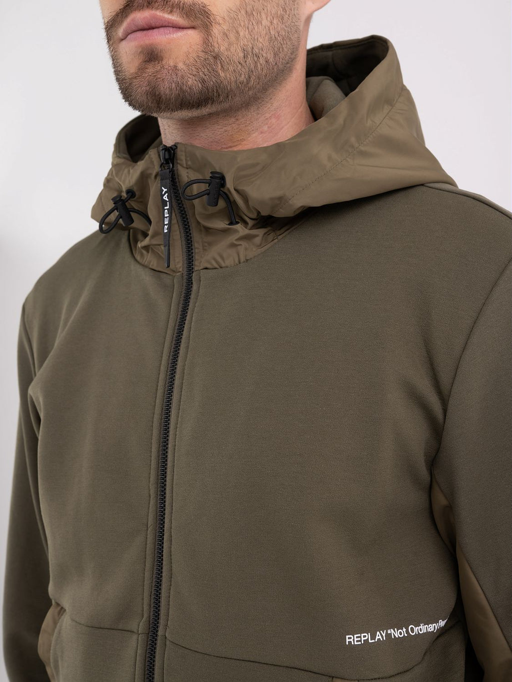 REPLAY TECHNICAL FLEECE SWEATSHIRT WITH HOODIE