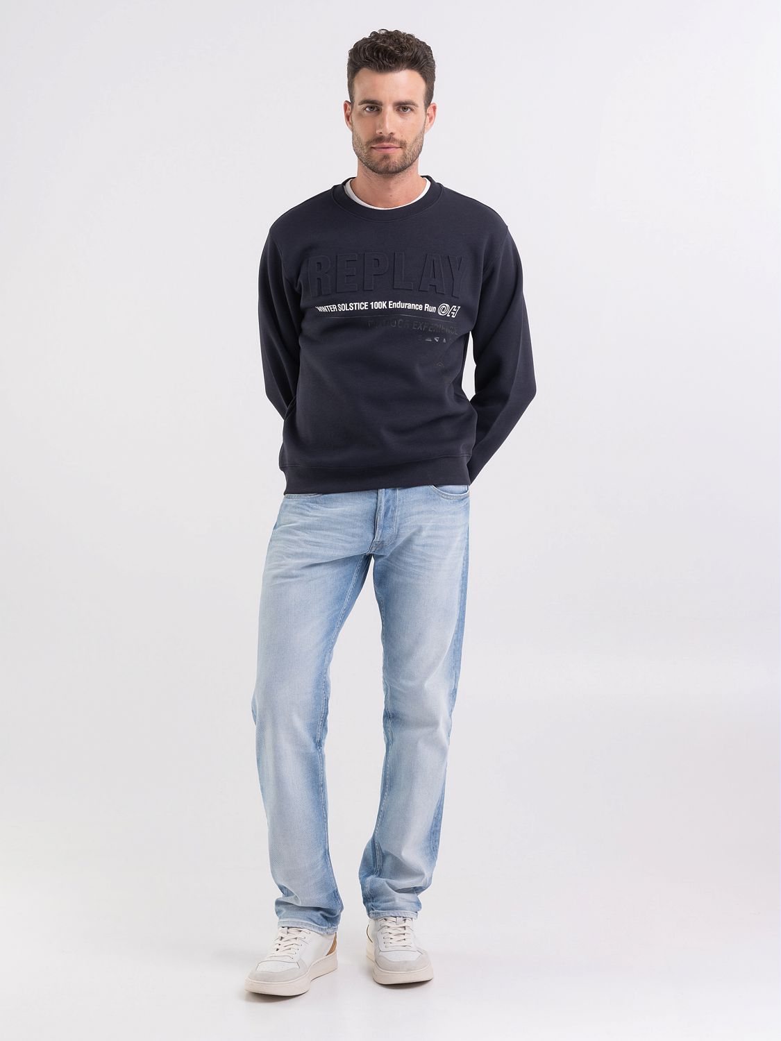 REPLAY CREWNECK SWEATSHIRT WITH OUTDOOR PRINT