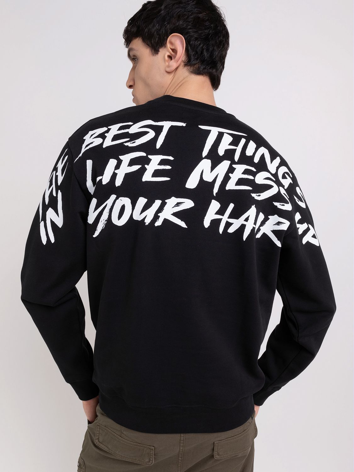 REPLAY RELAXED FIT CREWNECK SWEATSHIRT WITH PRINT