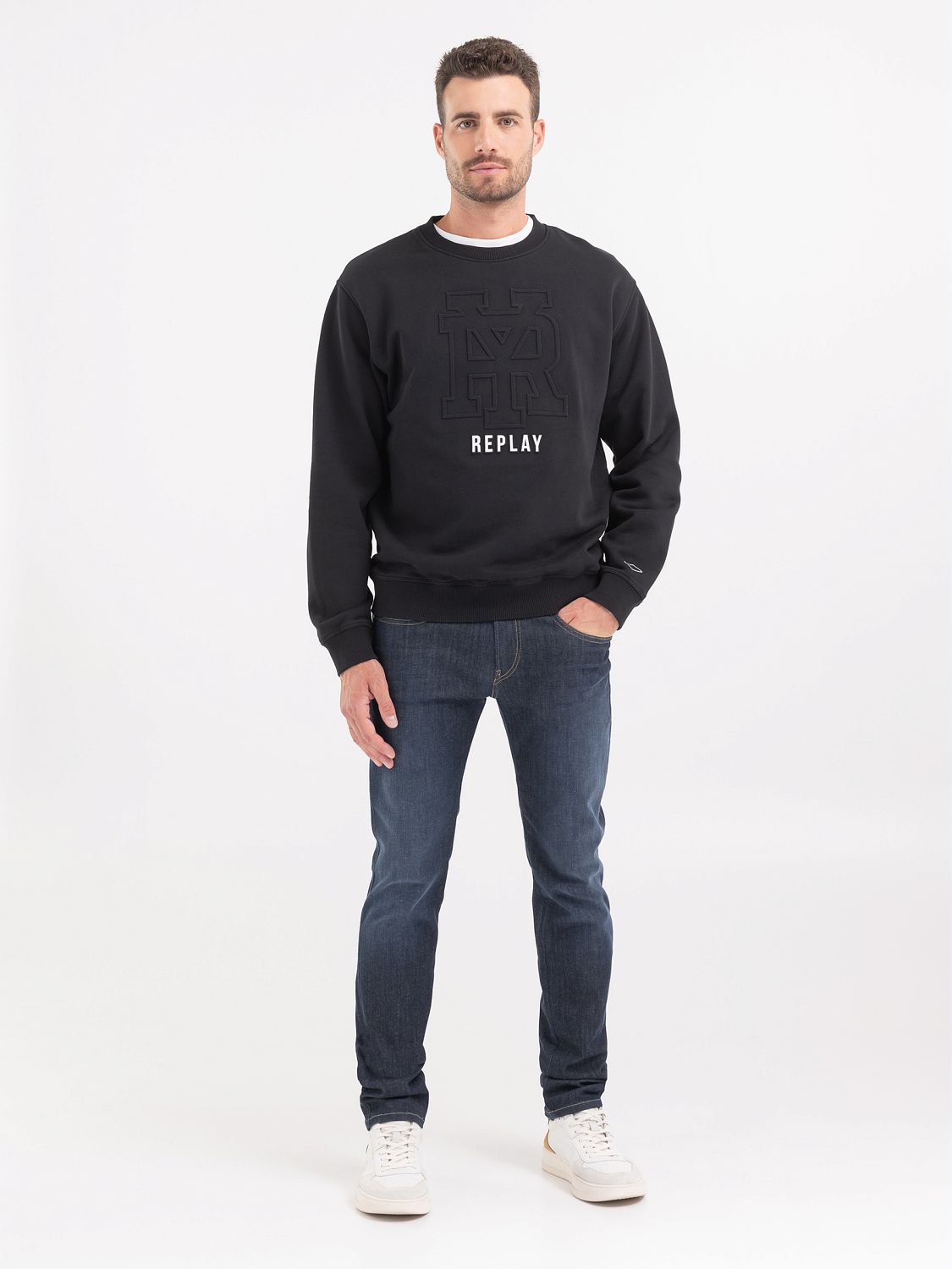 REPLAY CREWNECK SWEATSHIRT WITH PRINT