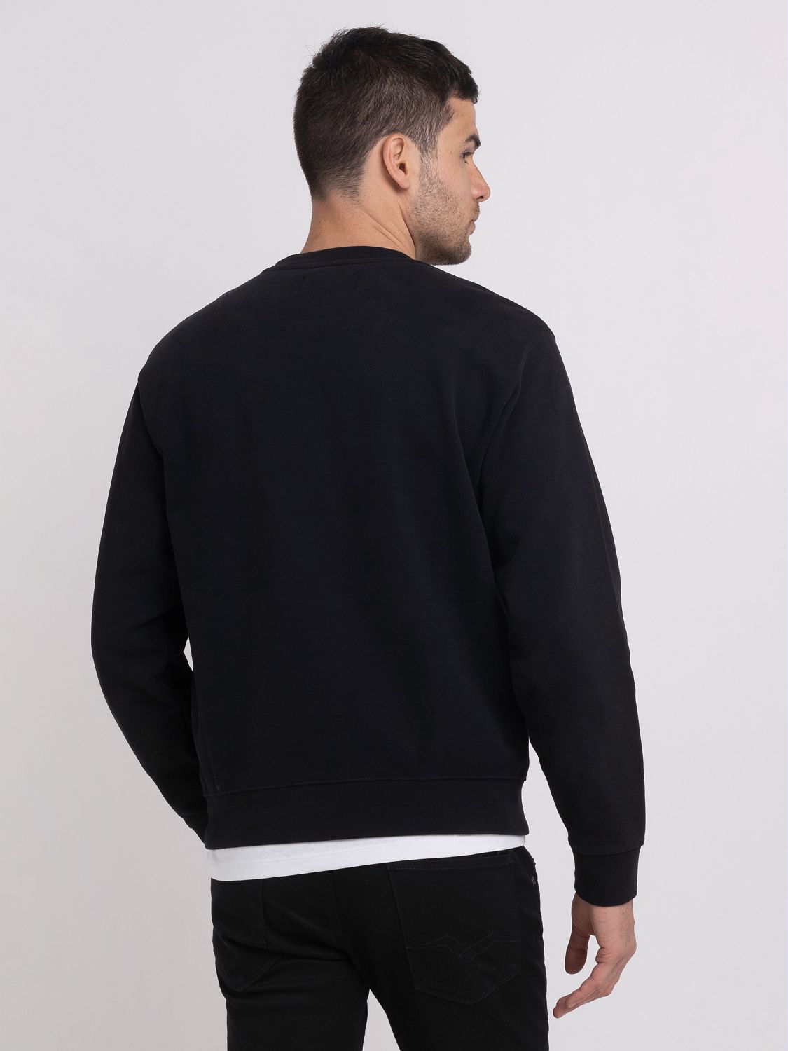 REPLAY CREWNECK SWEATER WITH RACER PATCH