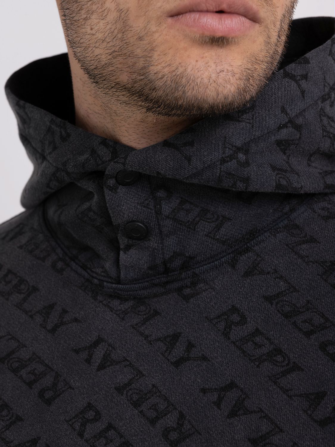 REPLAY HOODIE WITH ALL-OVER PRINT