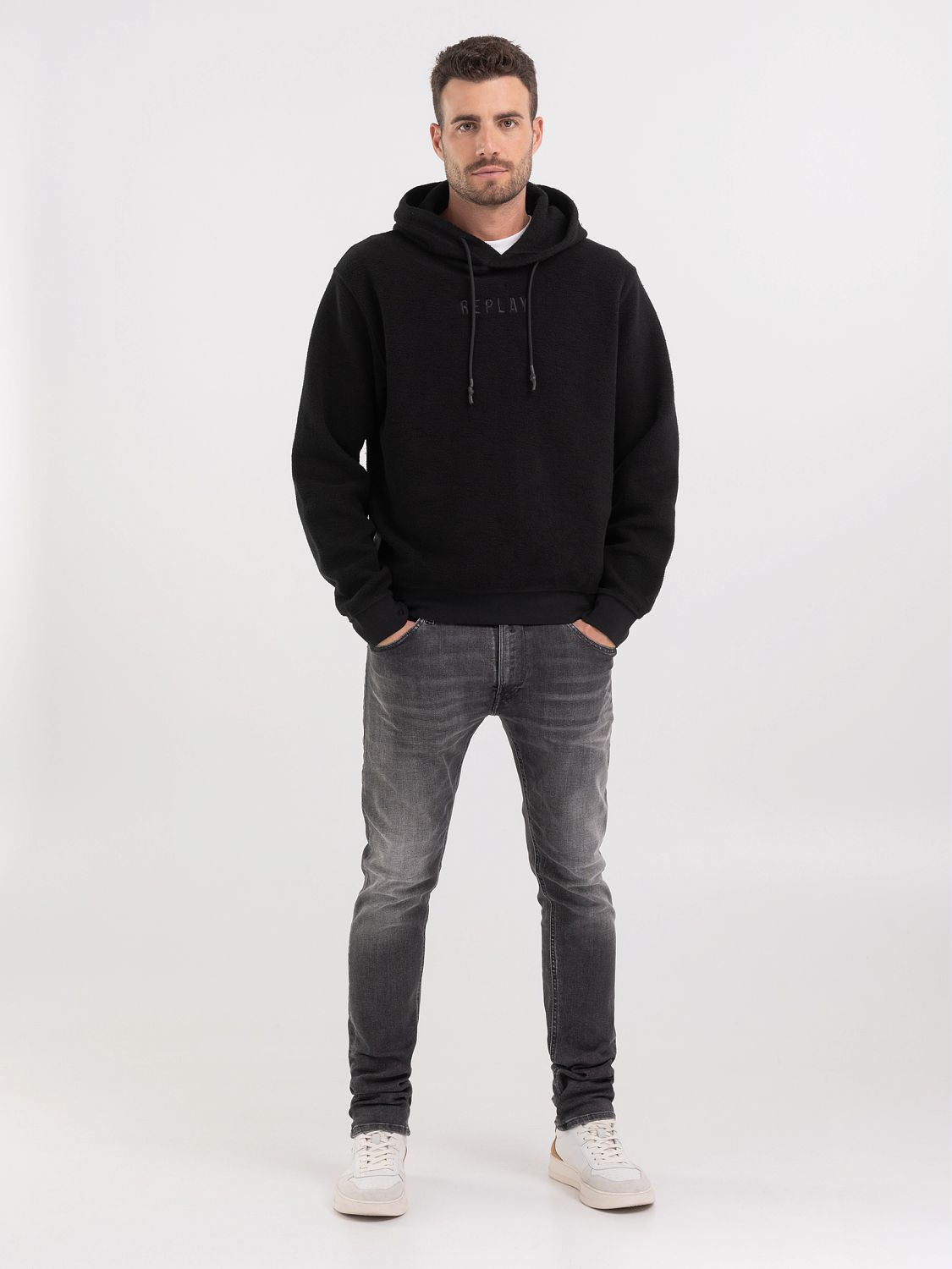 REPLAY HOODIE WITH EMBROIDERY