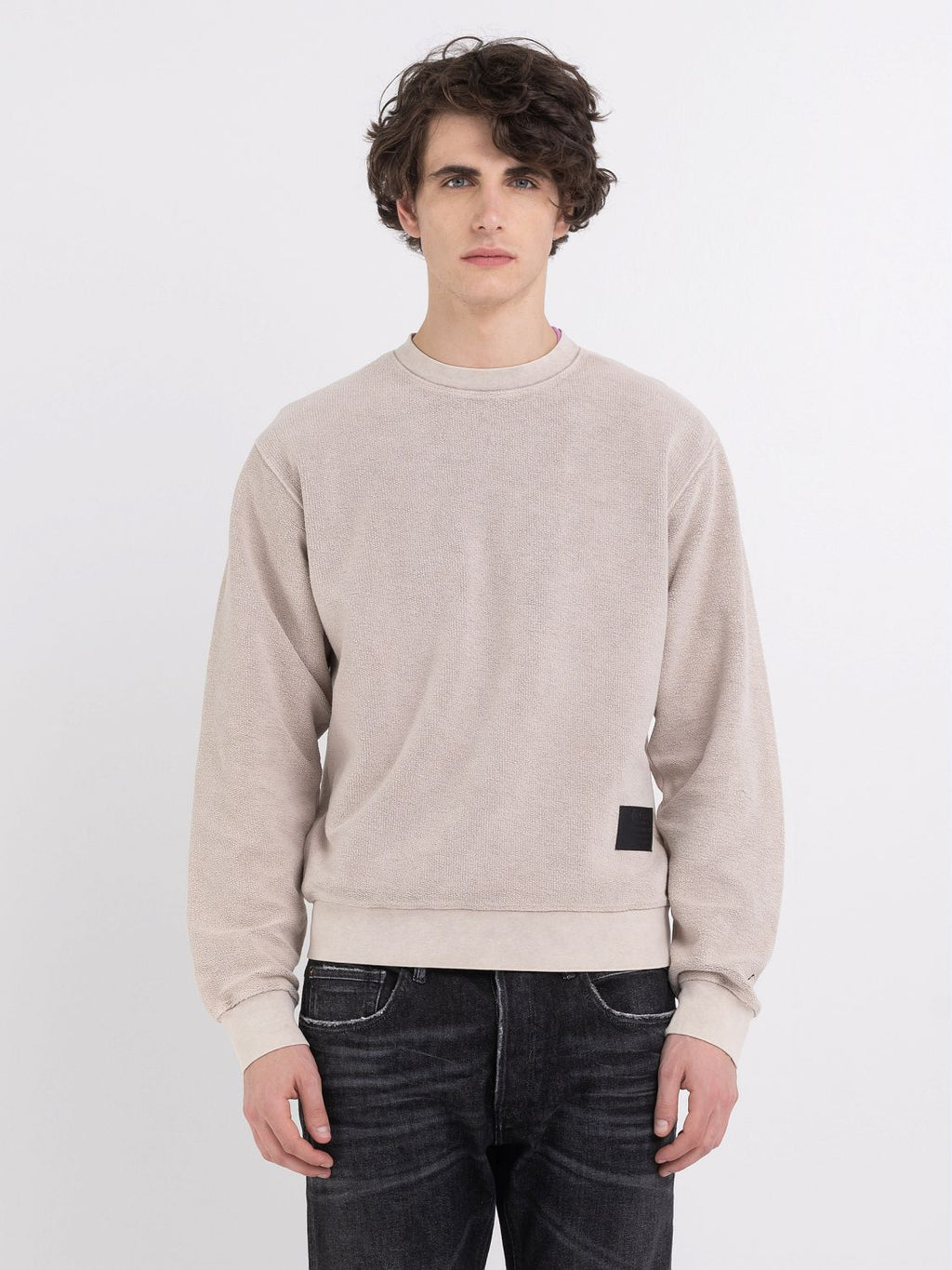 REPLAY CREWNECK SWEATSHIRT IN BRUSHED COTTON