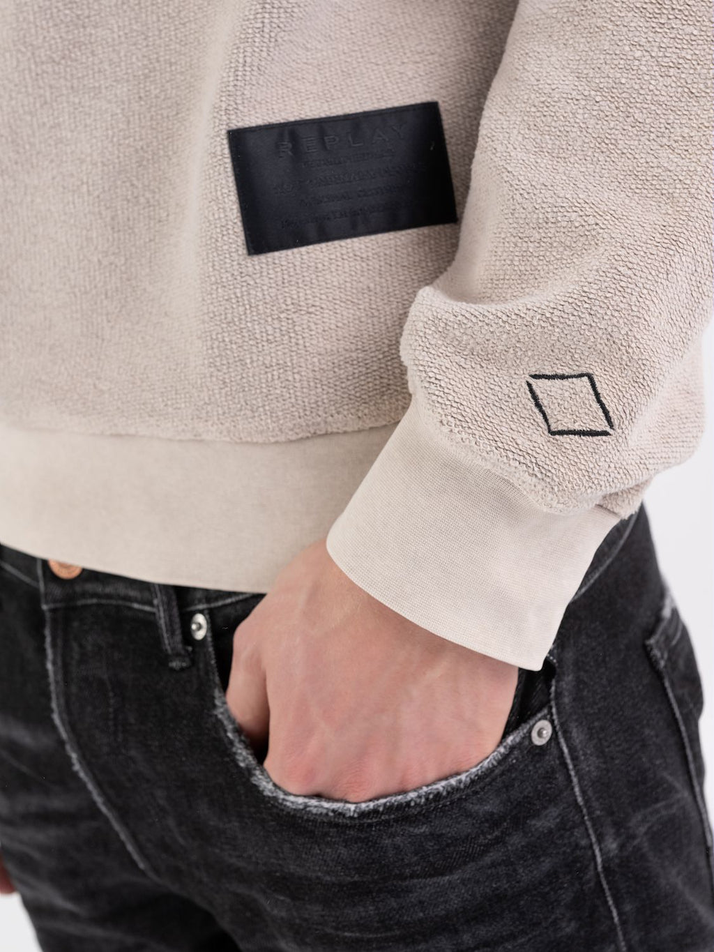 REPLAY CREWNECK SWEATSHIRT IN BRUSHED COTTON