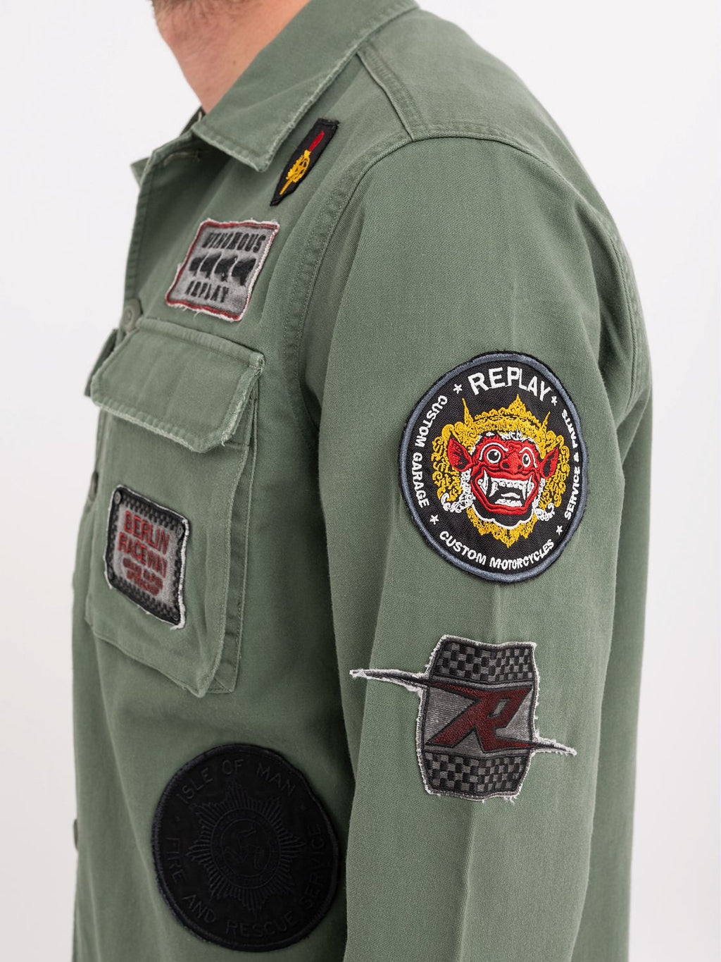 REPLAY OVERSHIRT WITH RACER PATCHES