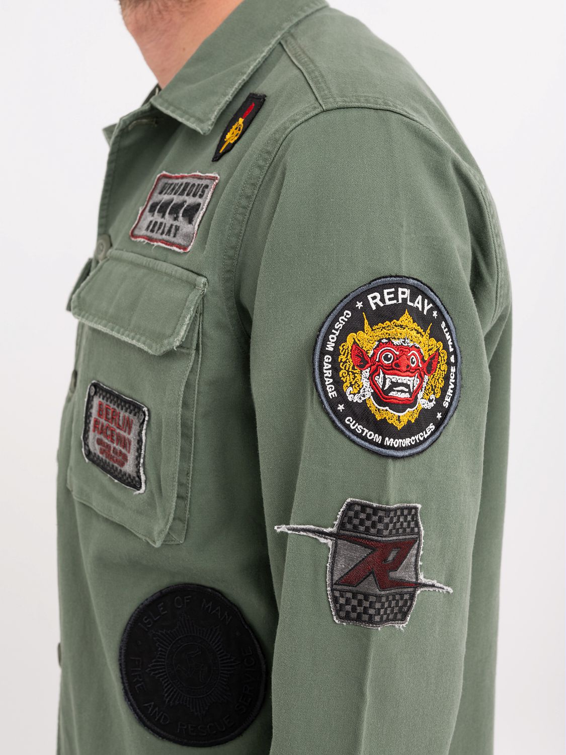 REPLAY OVERSHIRT WITH RACER PATCHES