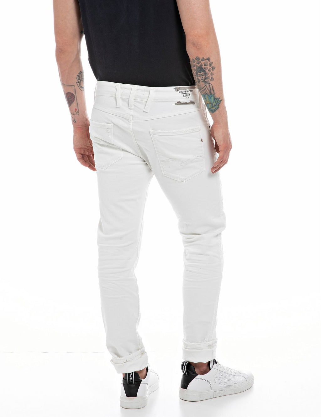 Replay men’s Broken Edge slim fit Anbass jeans