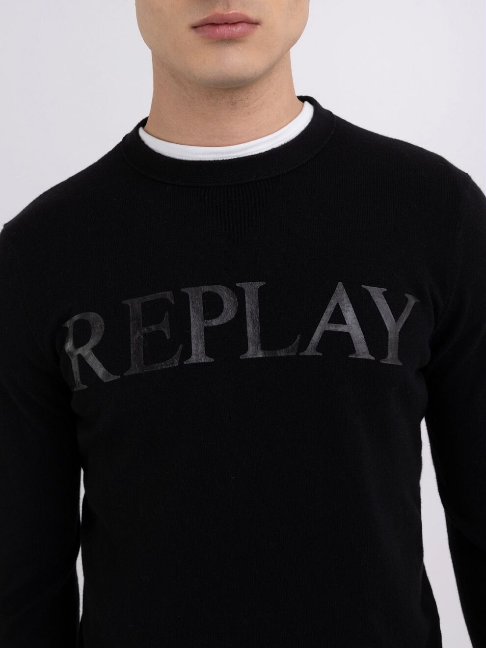 REPLAY SWEATER IN COTTON AND CASHMERE WITH PRINT