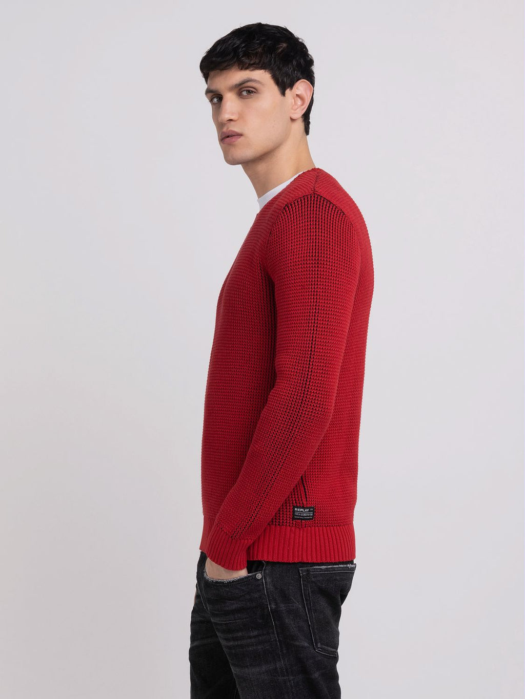 REPLAY CREWNECK SWEATER IN COTTON