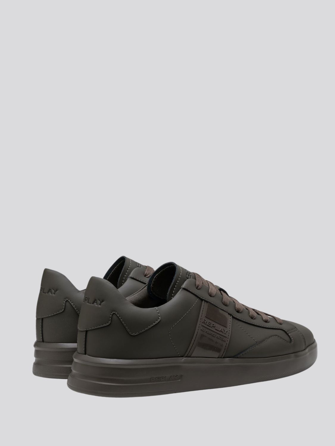 REPLAY UNIVERSITY M GUM LEATHER SNEAKERS WITH LACES
