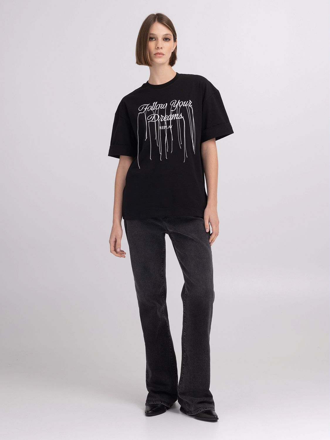 REPLAY OVERSIZED T-SHIRT IN JERSEY