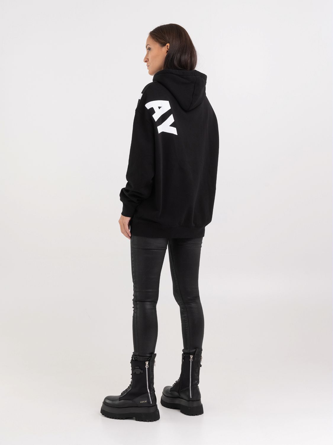 REPLAY SWEATER WITH HOOD AND REPLAY PRINT