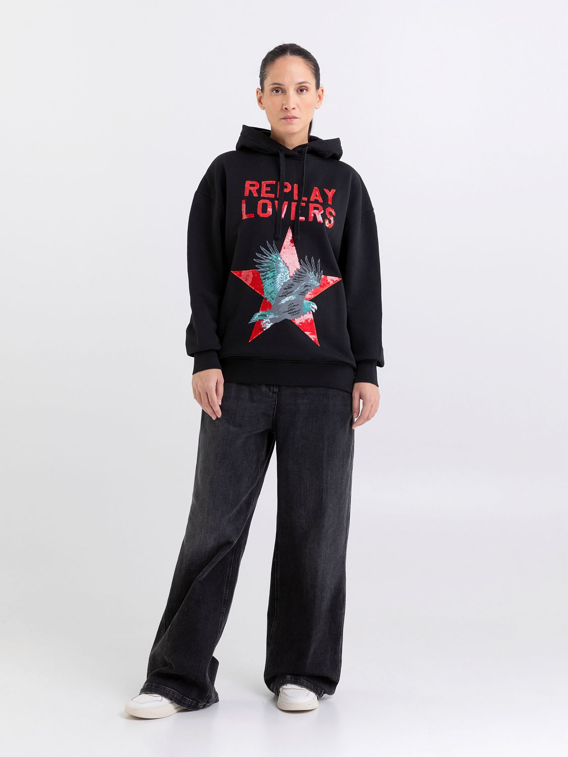 REPLAY OVERSIZED SWEATER WITH HOOD